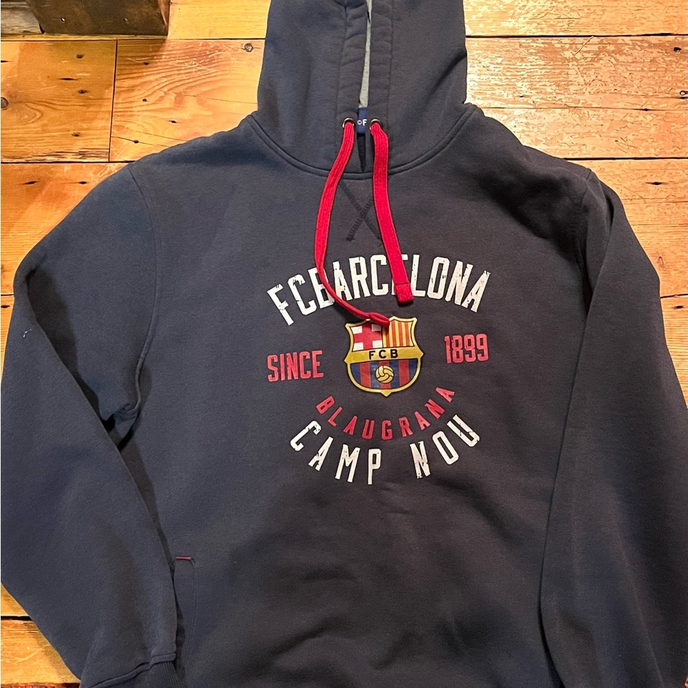 OFFICIAL FC Barcelona Women's XXL Hoodie-Blue/Red- High Quality Sweatshirt